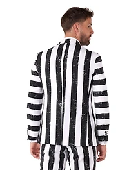 OppoSuits Men's Beetlejuice Premium Costume - 80s Halloween Outfit Slim Fit Black White Includes Blazer, Pants and Tie