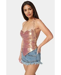 Bebe Metallic Handkerchief Top