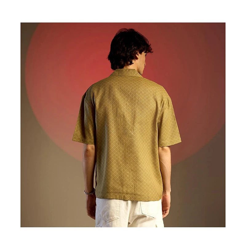 Campus Sutra Men's Quad-Lined Oversized Shirt