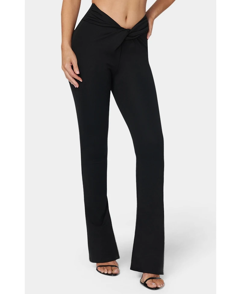 Bebe Twisted Waist Flared Leg Pant