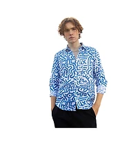 Campus Sutra Men's Contrast Graffiti Shirt