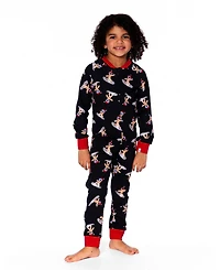 Deux par Boy Cotton Interlock One-Piece Pajama Black Cookie Print