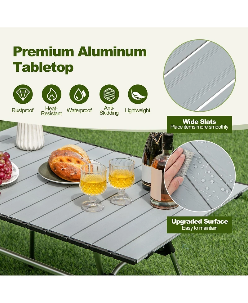 Folding Heavy-Duty Aluminum Camping Table with Carrying Bag