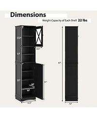 Costway 67" Tall Bathroom Cabinet Freestanding Storage with 5 Adjustable Shelves