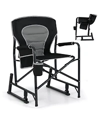 Outdoor Rocker Camping Chair with Dual Springs and Padded Back