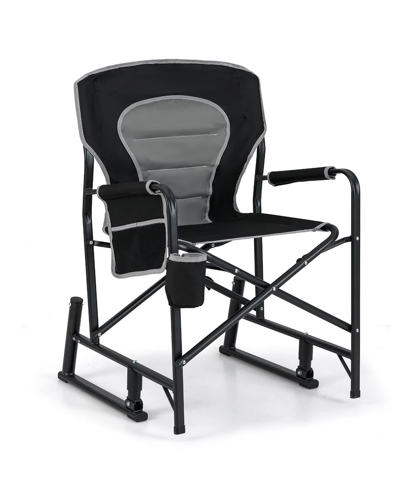 Outdoor Rocker Camping Chair with Dual Springs and Padded Back