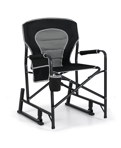 Outdoor Rocker Camping Chair with Dual Springs and Padded Back