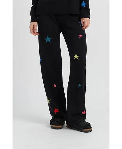 Chinti & Parker Women's Wool Cashmere Star Wide-Leg Track Pants