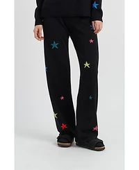 Chinti & Parker Women's Wool Cashmere Star Wide-Leg Track Pants