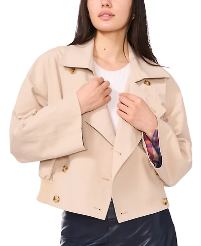 1.state Women's Cropped Smocked Waist Trench Coat