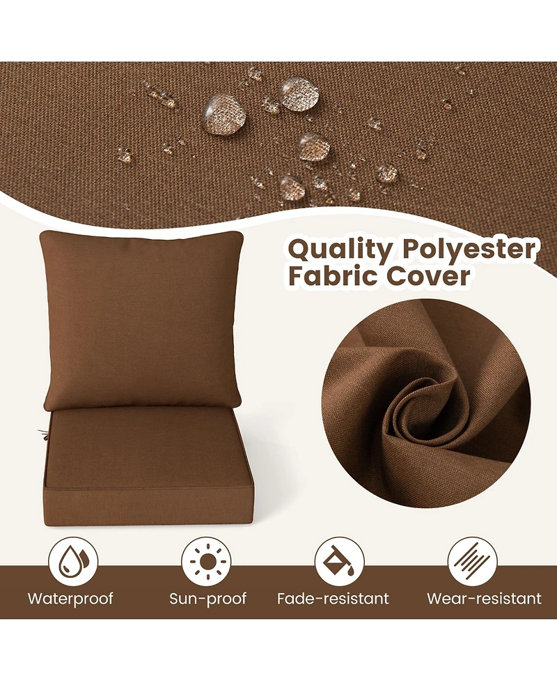 Gymax 2PCS Deep Seat Chair Cushion Pads Set Indoor/Outdoor w/ Rope Belts