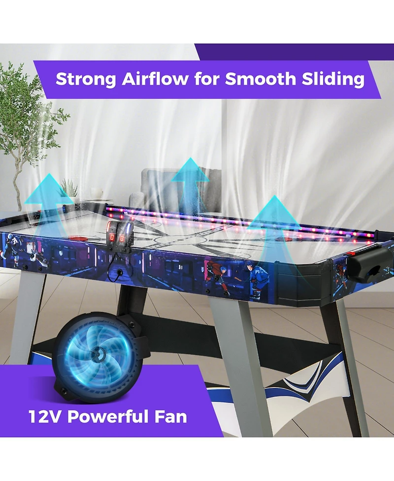 Air Powered Hockey Game Table with 2 Pushers and Pucks