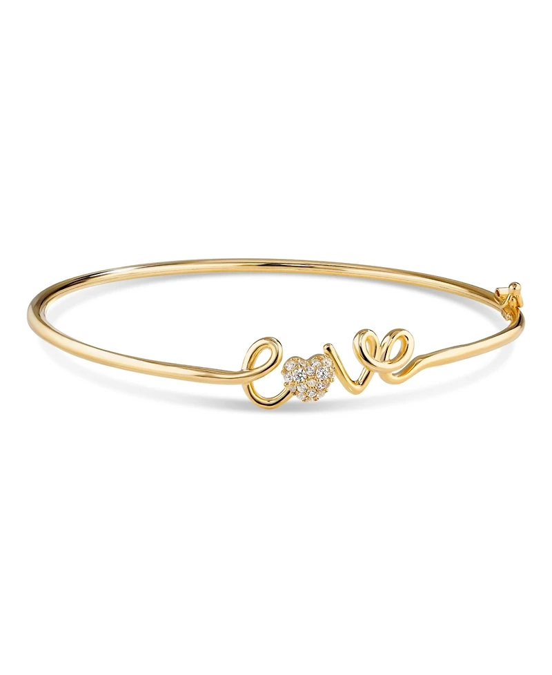 Devata Love Script Bangle Bracelet in 14K Gold, Fits Small Wrist, approx. 3.7 grams