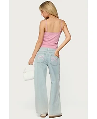 Edikted Women's Bow Pocket Relaxed Jeans