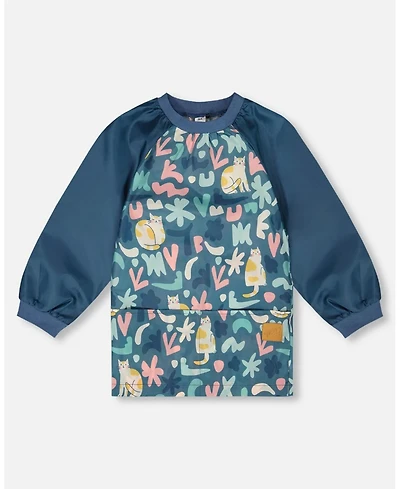 Deux par Deux Girl School Apron Cat Print