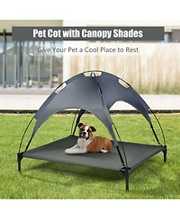 Portable Elevated Outdoor Pet Bed with Removable Canopy Shade - 42 Inch