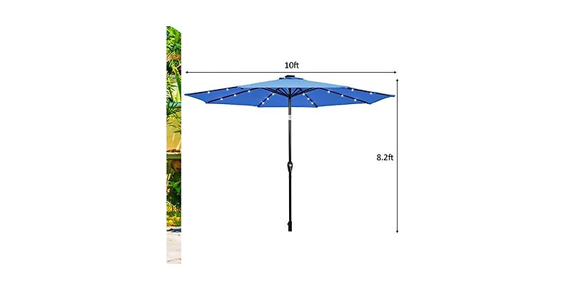 10 Feet Outdoor Patio umbrella with Bright Solar Led Lights