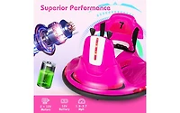 12V Kids Ride-On Bumper Car with Remote Control, Lights, and Music - Pink