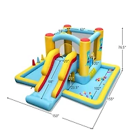 Inflatable Bounce House 7-in-1 Bouncy Castle with Slide and Tunnel, 550W Blower