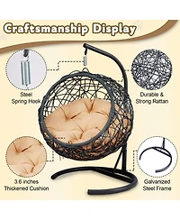 Yellow Cat Swing Bed with Stand and Cushion Indoor Outdoor Hammock for Pets