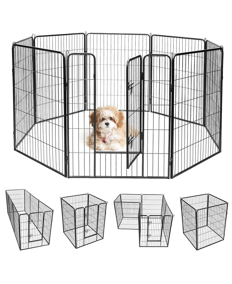 8 Metal Panel Heavy Duty Pet Playpen Dog Fence with Door - 48 Inches