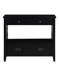36" Cabinet Pine Wood Console Table with 4 Drawers & 1 Storage Shelf