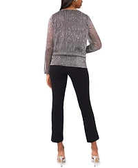 Msk Women's Long Sleeve Keyhole Detail Blouson Top