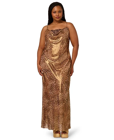 Adrianna Women's Plus Printed Chiffon Long Dress