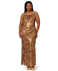 Adrianna Women's Plus Printed Chiffon Long Dress