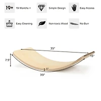Wooden Wobble Balance Board Kids 35 Inch Rocker Yoga Curvy Board with Felt Layer