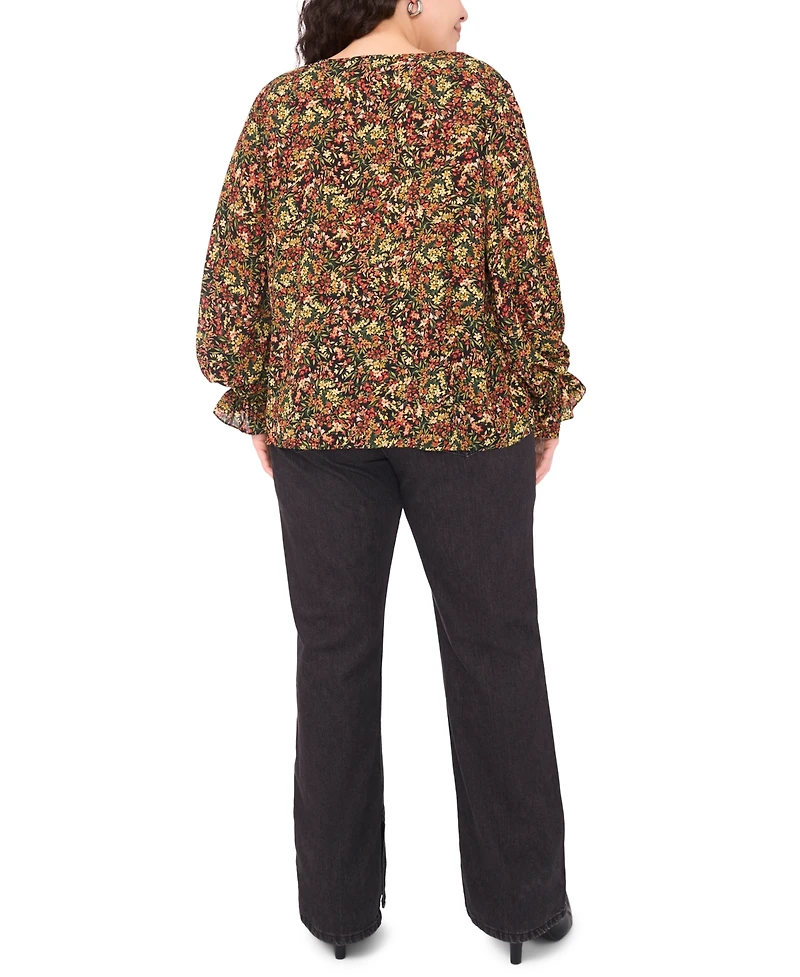 Vince Camuto Plus Balloon Sleeve V-Neck Blouse