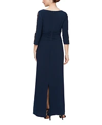 Sl Fashions Women's Crewneck Long Gown