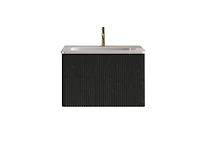 Casainc Etna 24" Wall-Mounted Vanity With Ceramic Sink and Striped Wood Grain