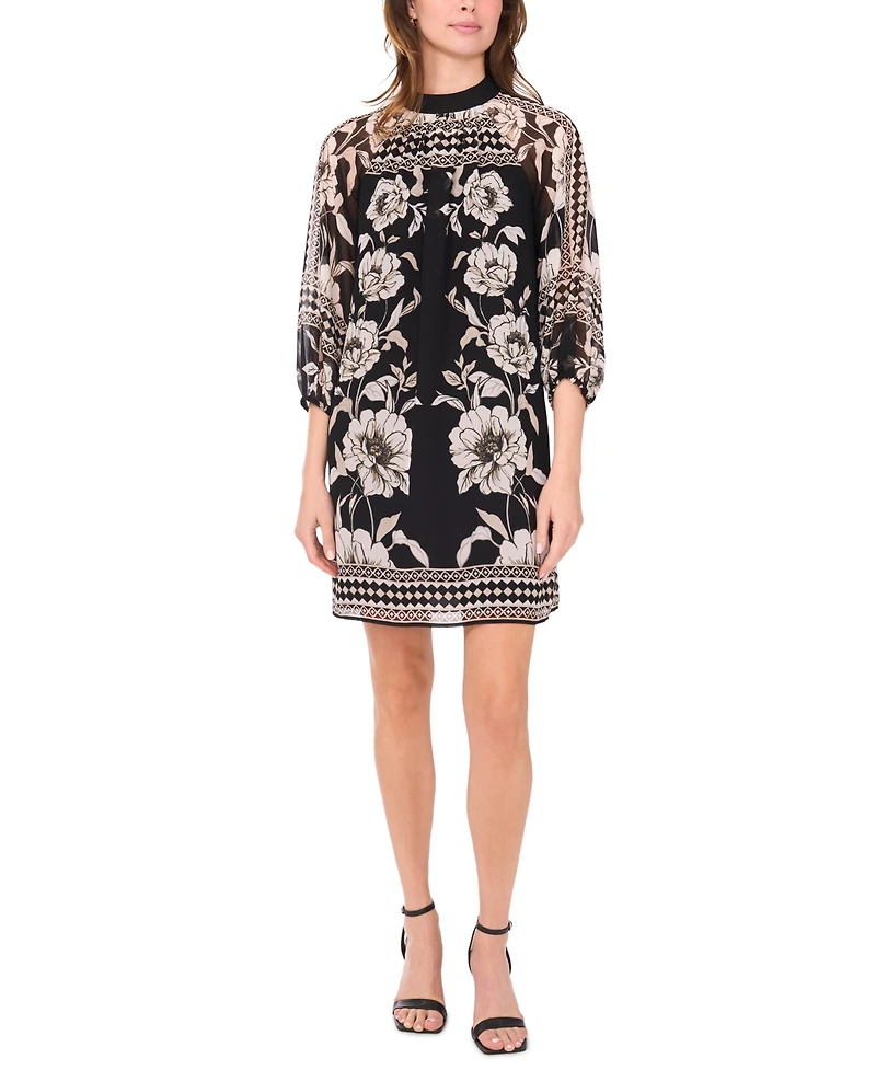 Msk Women's Mock Neck Shift Dress