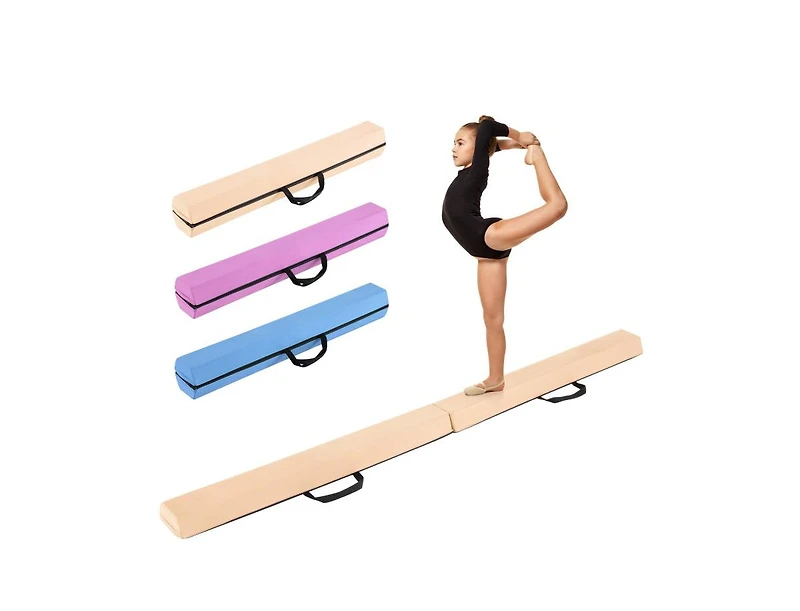 7 Feet Folding Balance Beam with Removable Suede Cover and Non-Slip Bottom