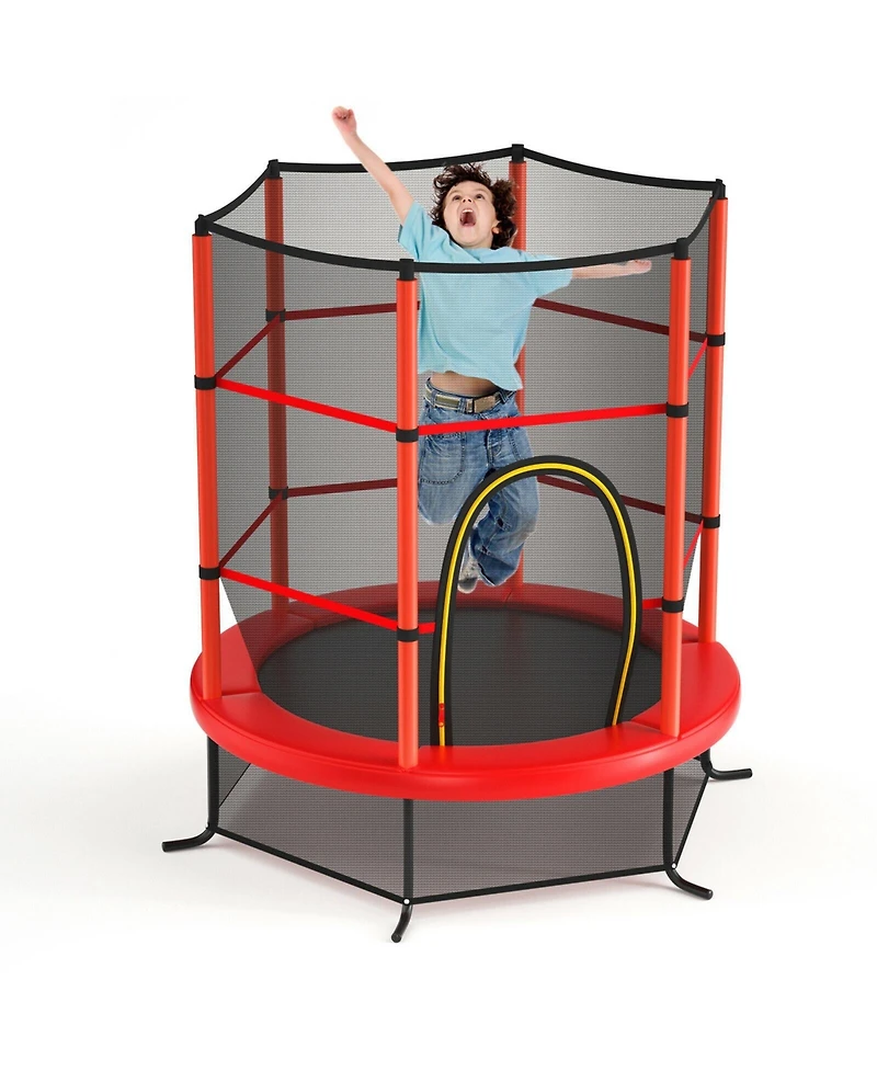 55 Inch Kids Recreational Trampoline Mat with Enclosure Net