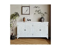 Casainc 60" White Accent Storage Cabinet with 4 Doors