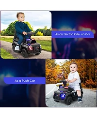 6V Kids Ride-On Police Car with Real Megaphone and Siren Flashing Lights - Black