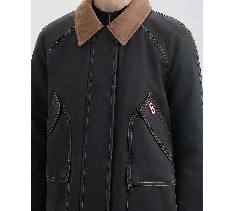 Hunter Women's Short Faux Fur-Lined Waxed Jacket