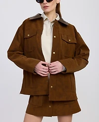 En Saison Women's Eloise Long Sleeve Faux Suede Chore Jacket
