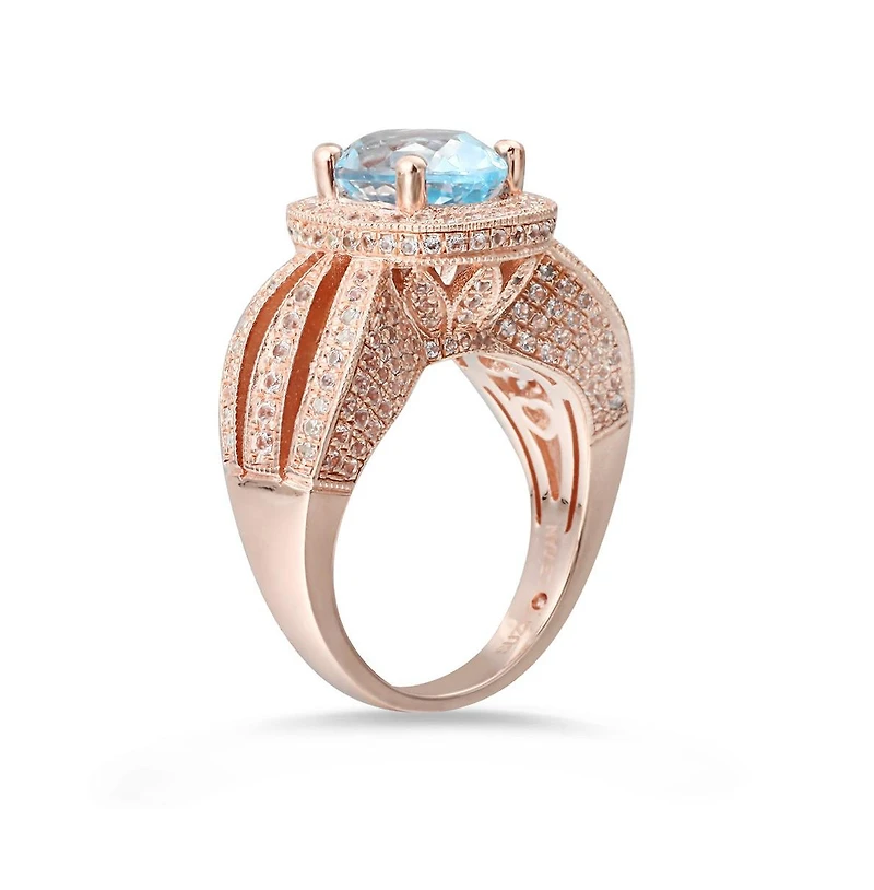 Suzy Levian New York Sterling Silver Oval Cut Center Topaz Cocktail Ring