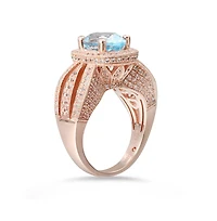 Suzy Levian New York Sterling Silver Oval Cut Center Topaz Cocktail Ring