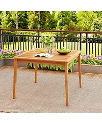 Gymax 40'' 4-Person Outdoor Acacia Wood Dining Table w/ 1.96'' Umbrella Hole for Porch