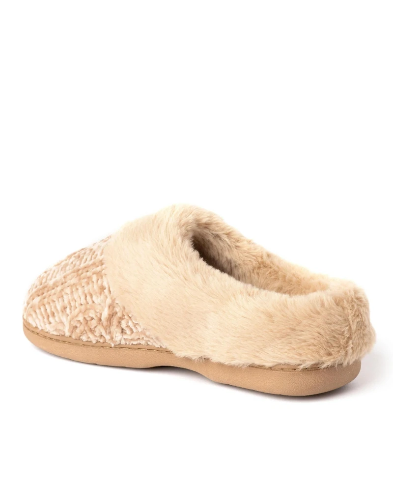 Dearfoams Womens Claire Cable Knit Chenille Clog House Shoe Slipper