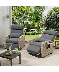 Gaomon Outdoor Recliner Chair with Cushion and Side Table, Adjustable Back & Footrest, 150° Lay Flat Garden Lounge Furniture, 1 Piece