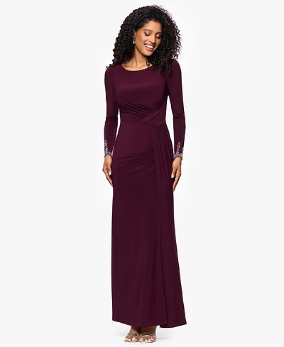 Betsy & Adam Women's Long Sleeve Beaded Cuff Dress