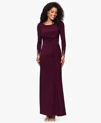 Betsy Adam Womenslong Sleeve Beaded Cuff Dress