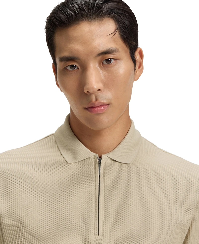 Boss by Hugo Men's Zip Placket Structured-Cotton Polo Shirt