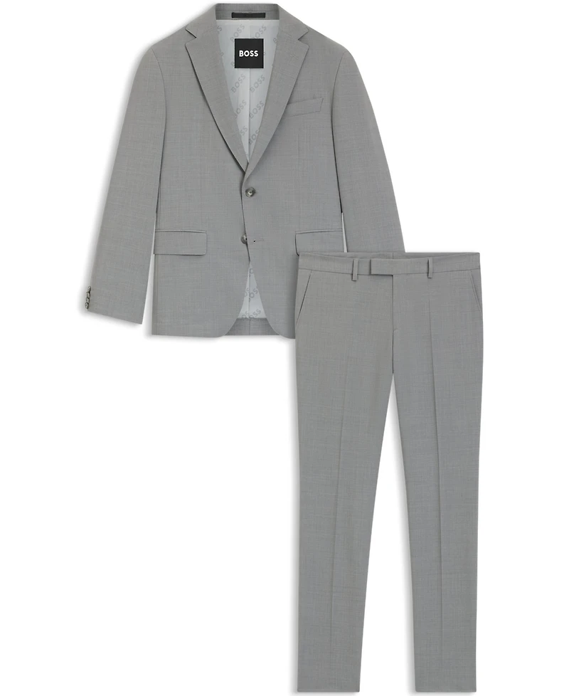 Boss by Hugo Boss Men's Washable Micro-Patterned Stretch Fabric Slim-Fit Suit