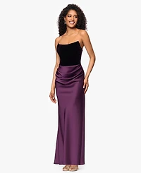 Betsy & Adam Women's Strapless Velvet Corset Dress